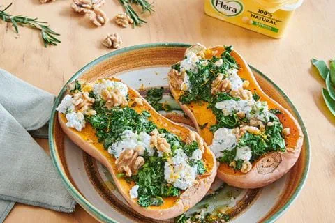 recipe image Calabaza rellena con kale y ricotta