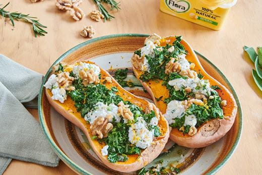 recipe image Calabaza rellena con kale y ricotta