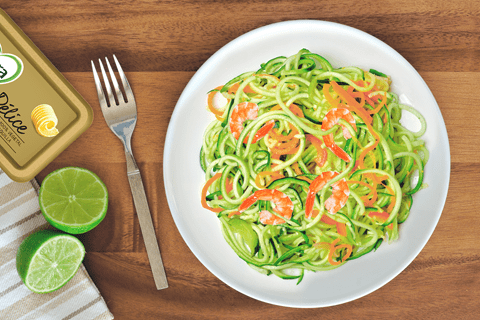recipe image Espaguetis de calabacín con gambas