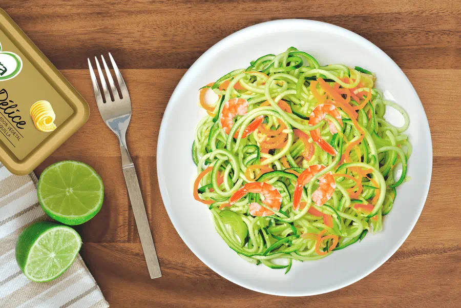 recipe image Espaguetis de calabacín con gambas