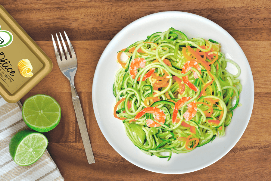 recipe image Espaguetis de calabacín con gambas